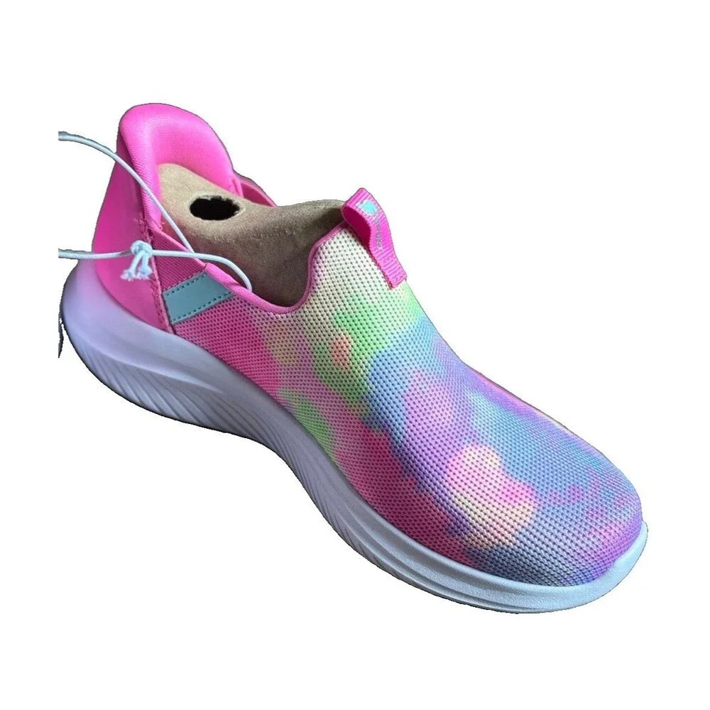 NEW Girls Skechers Baily Step-Ins Sneakers Pink Tie Dye Slip On Size 3
